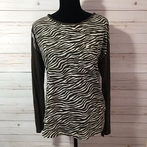 Michael Kors Brown Animal Print Blouse - Picture 5 of 8